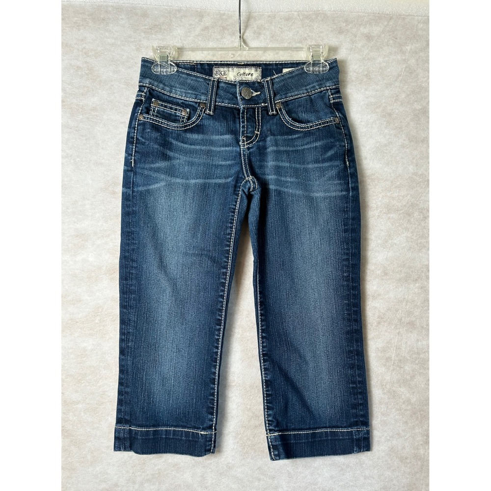 BKE Culture Dark Wash Sequin Embellished Denim Capri‎ Jeans Womens 24 Low Rise